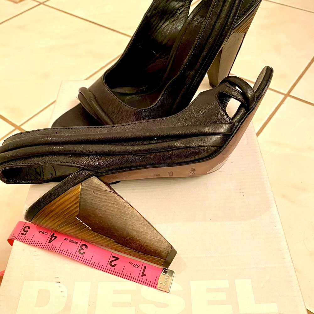 Diesel , black soft leather , US size 8,5 high heel 👠